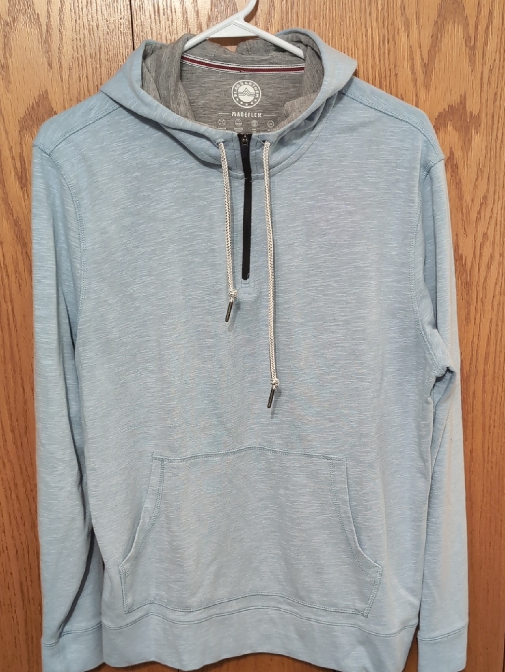 Flag And Anthem Light Blue Hooded Half-Zip Pullover Sweatshirt